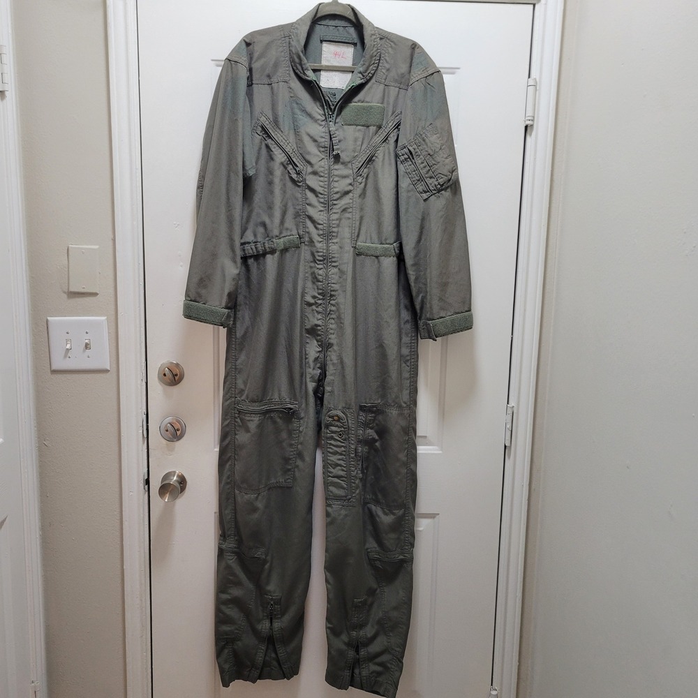 VTG 60s 70s US Military Flight Suit Coveralls Sage Green CWU-27/P Type 44L Men's